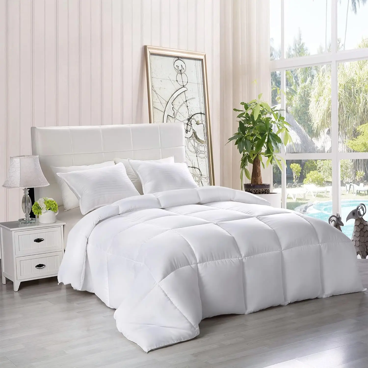 Down Alternative Comforter Twin White All Season Comforter Plush Siliconized Fiberfill Duvet Insert Box Stitched