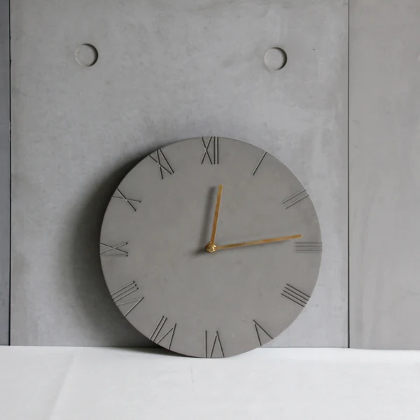 Natural cement Nordic style grey wall clock