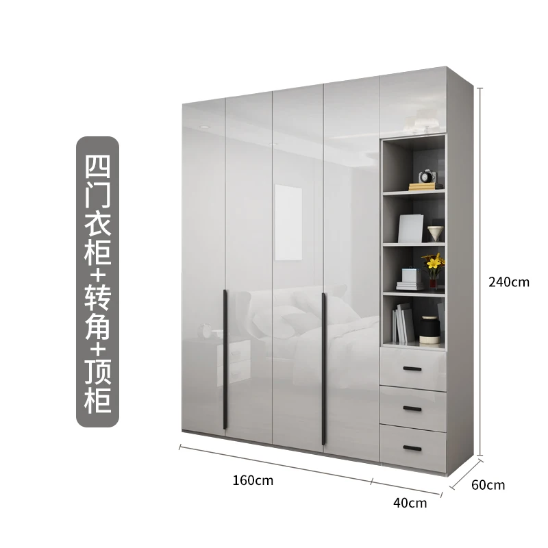Bedroom Furniture Wooden Wardrobe Closet Cabinet UV High Gloss Glossy Surface cloakroom Free Combination Closets