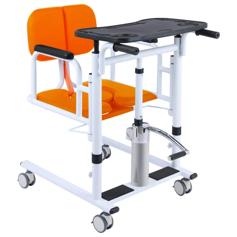 Manual Folding and Movable Lift Chair Wheelchair Shower Chair Commode Toilet Patient Transfer Chair