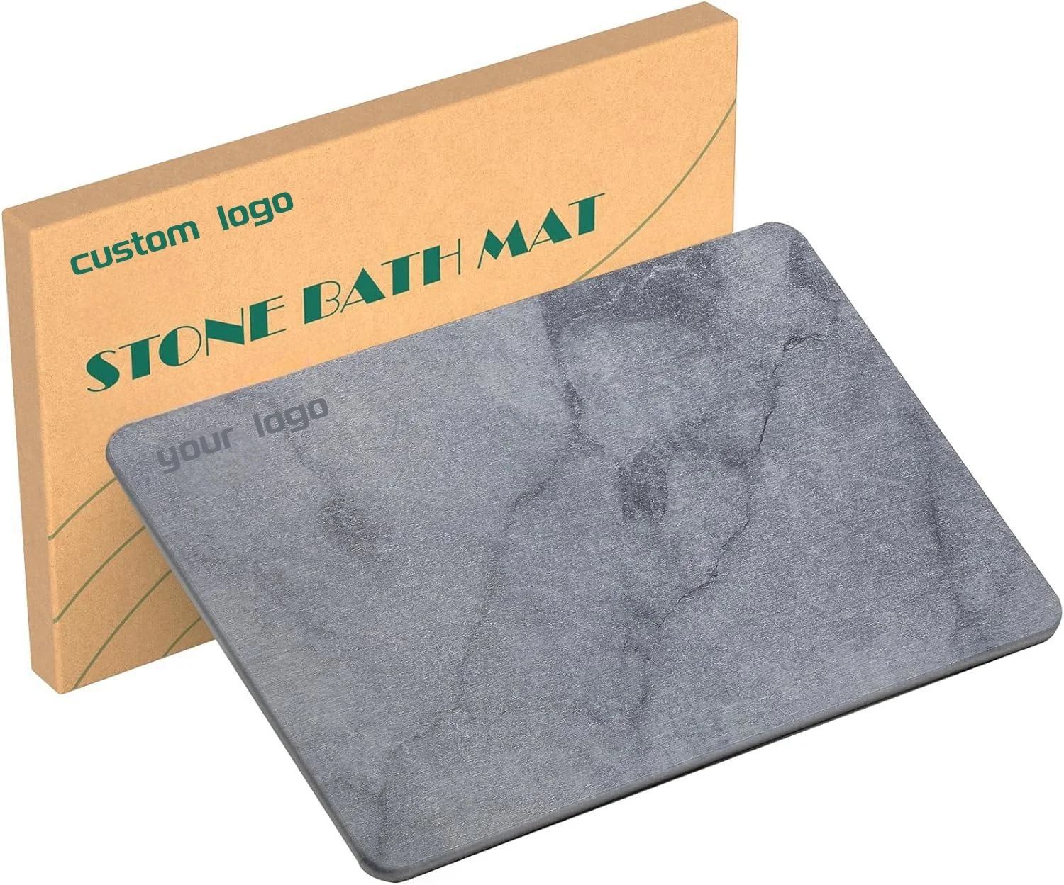 Custom Shower Mat, Diatomite Stone Bath Mat , Non-Slip Super Absorbent Quick Drying Bathroom Floor Mat, Natural, Easy to Clean