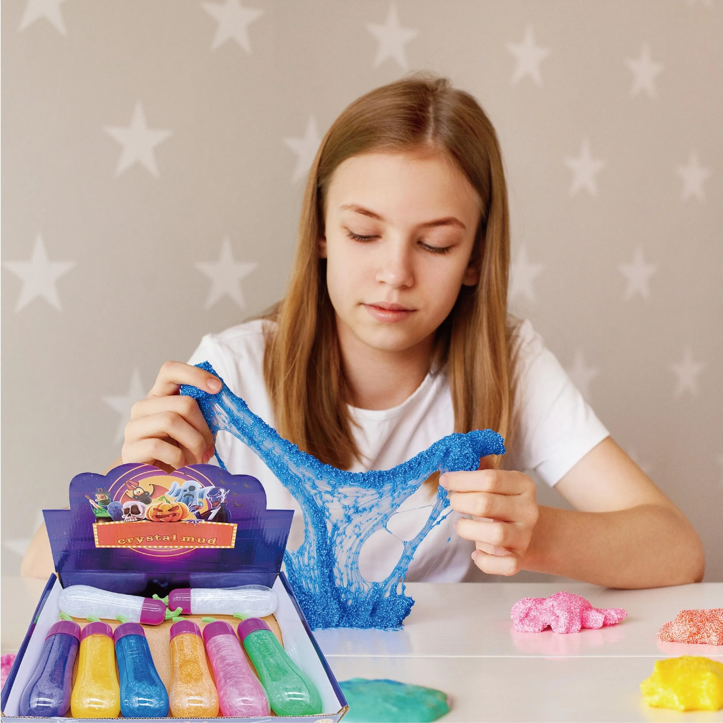 Educational Toy Pumpkin Plastic Bottle Clear Crystal Slime Toys Halloween Decoration Twist Crystal Slime