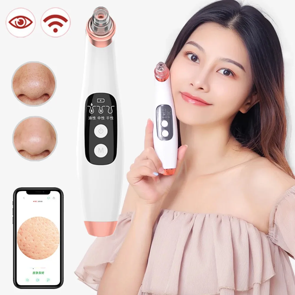 KKS Beauti Products Facial Lift Rechargeable Electric Pimple Ance Pore Cleaner Visual Vacuum Blackhead Remover with Camera