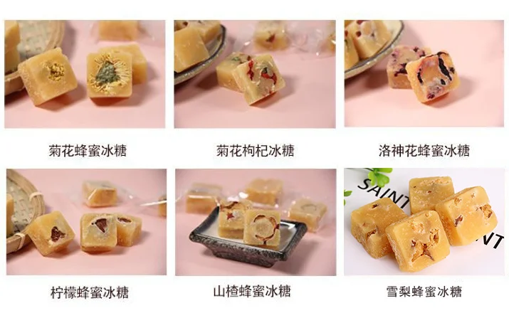 Wholesale Factory Price Health Drinks Honey Rock Sugar Cane Cubes Vitamin C Lemon Rose Roselle Flower Fruit Tea Cube
