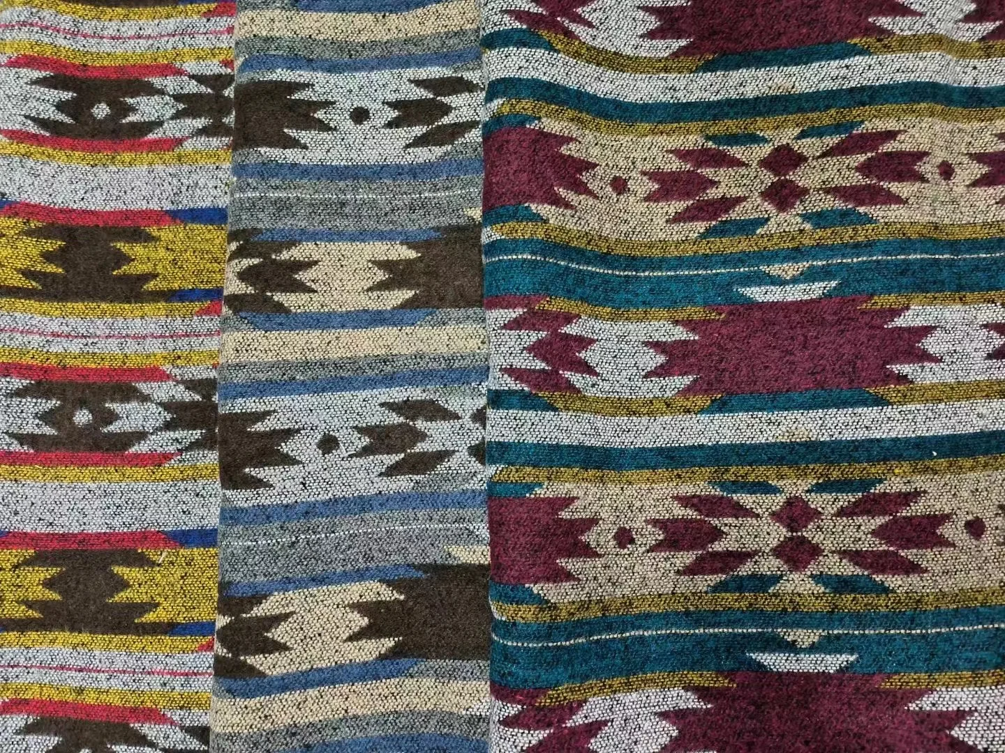 Factory Wholesale 2023 Wool Fabric Bohemian Geometric Aztec Design Navajo Pattern Wool Polyester Fabric for Coat Shawl