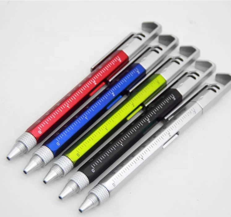 8 in 1 Multitool Tech Tool Pen with Ruler, Levelgauge, Ballpoint Pen and Pen Refills, Unique Gifts for Men