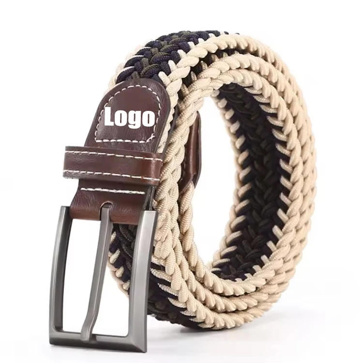 Custom Women Adjustable Canvas Waist Polyester Mens Baseball Golf Knitted Stretch Belts Woven Elastic Braided Belt