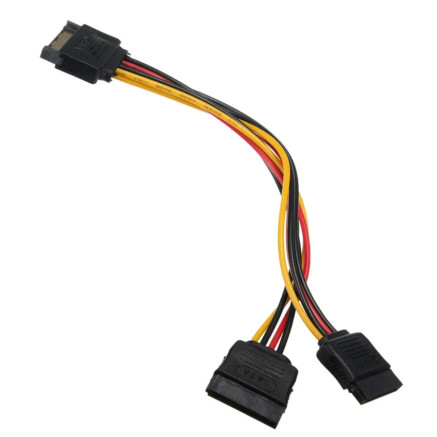 
15 Pin SATA Male To 2 Female Powr Extension Cable 20cm PCI-E SATA Power Supply Cable for BTC Miner Mining 