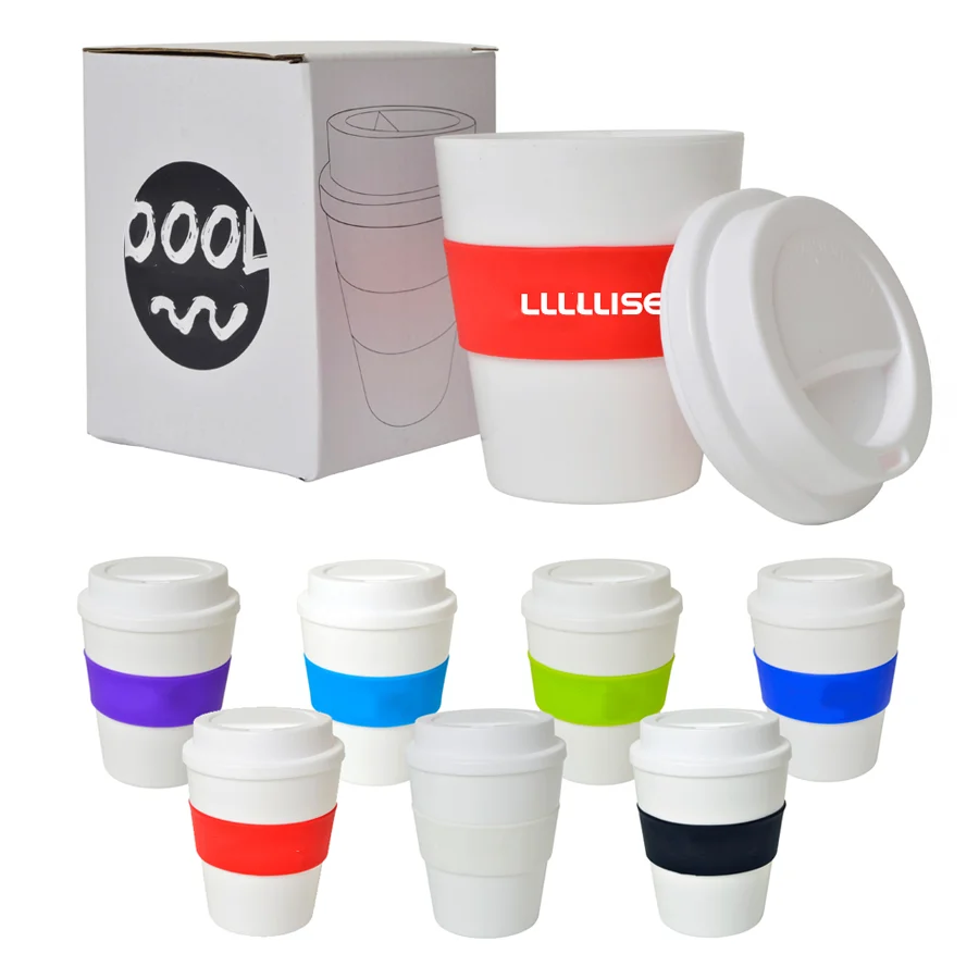 400ML BPA Free food safety plastic drink cups popular pp coffee cup with silicone lid