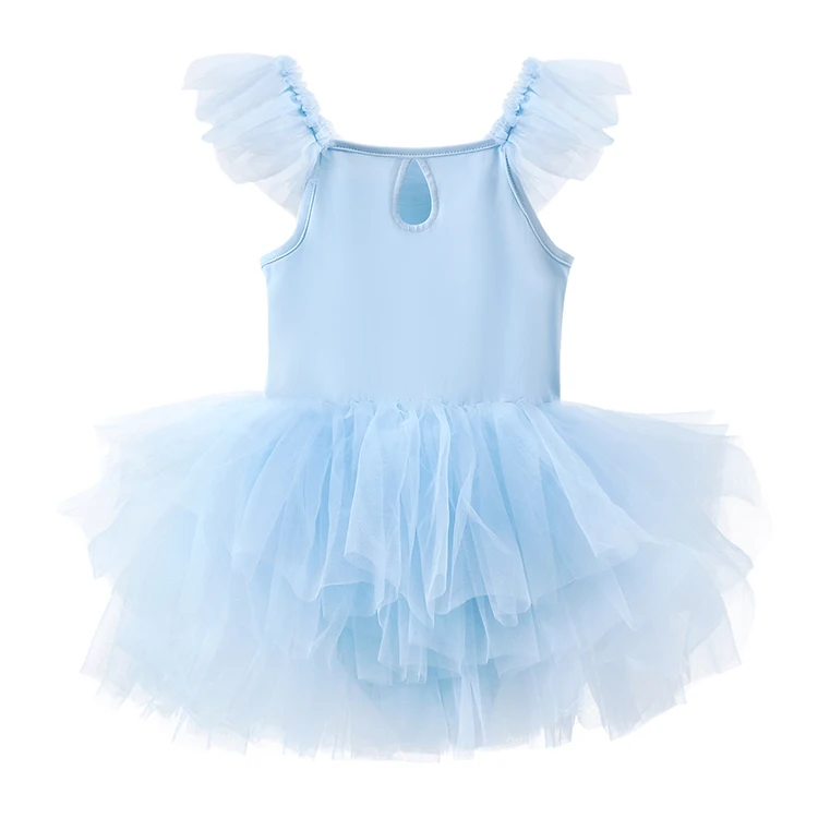 Kids girls  ballet tutu dress clothes suit blue dance festival party  daily  puff sling sleeveless summer custom tulle dress