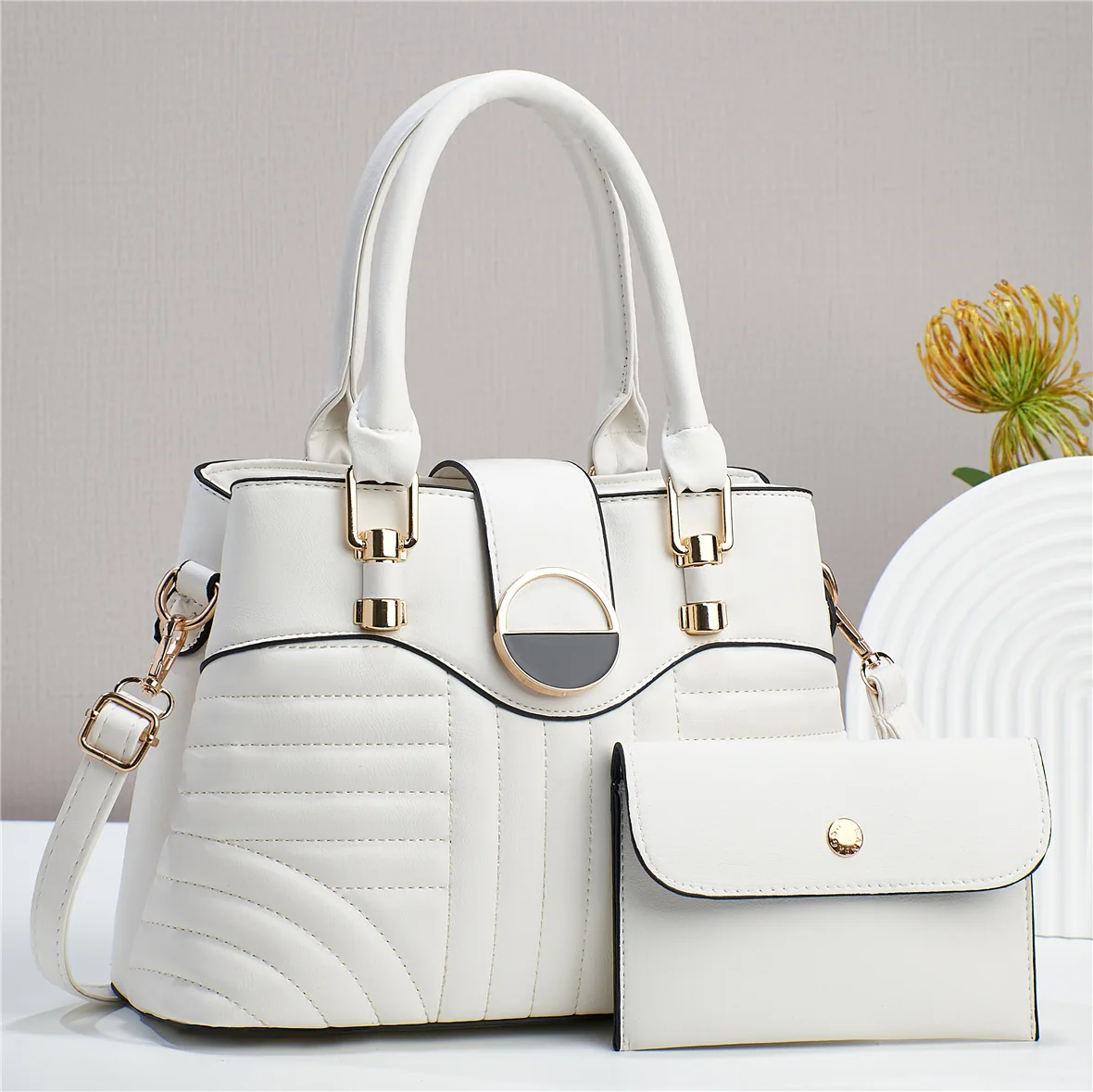 Hot sale High Quality PU Leather Handbags for Women Ladies Shoulder Bag  Wholesale Luxury Large Fashion Solid color Tote Bag