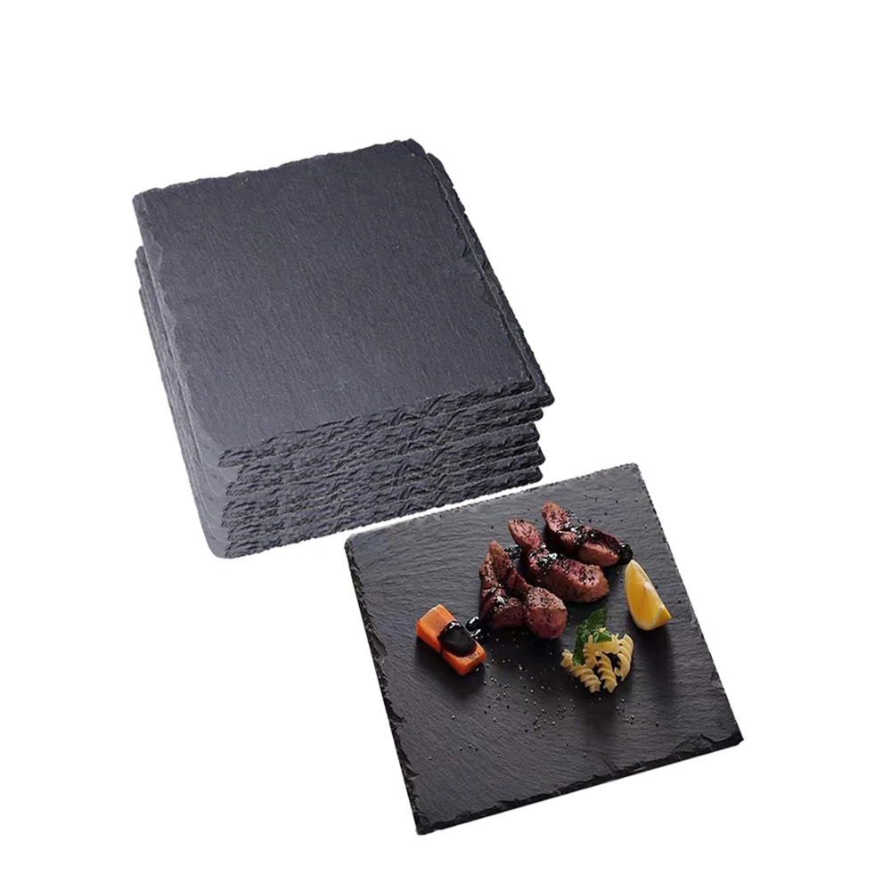 custom wholesale slate dishes natural black round rectangle square stone slate steak serving plates