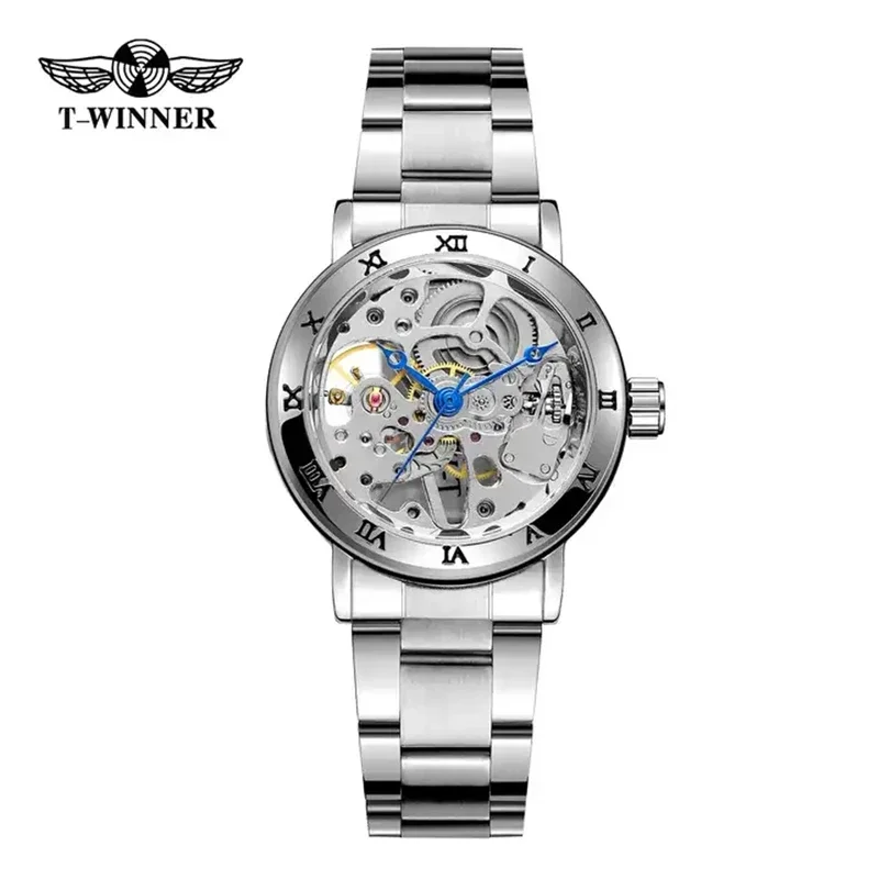 WINNER 519 Wholesale Mechanical Watch Women Stainless Steel Back Water Resistant Calendar Display Wrist Watch for Women