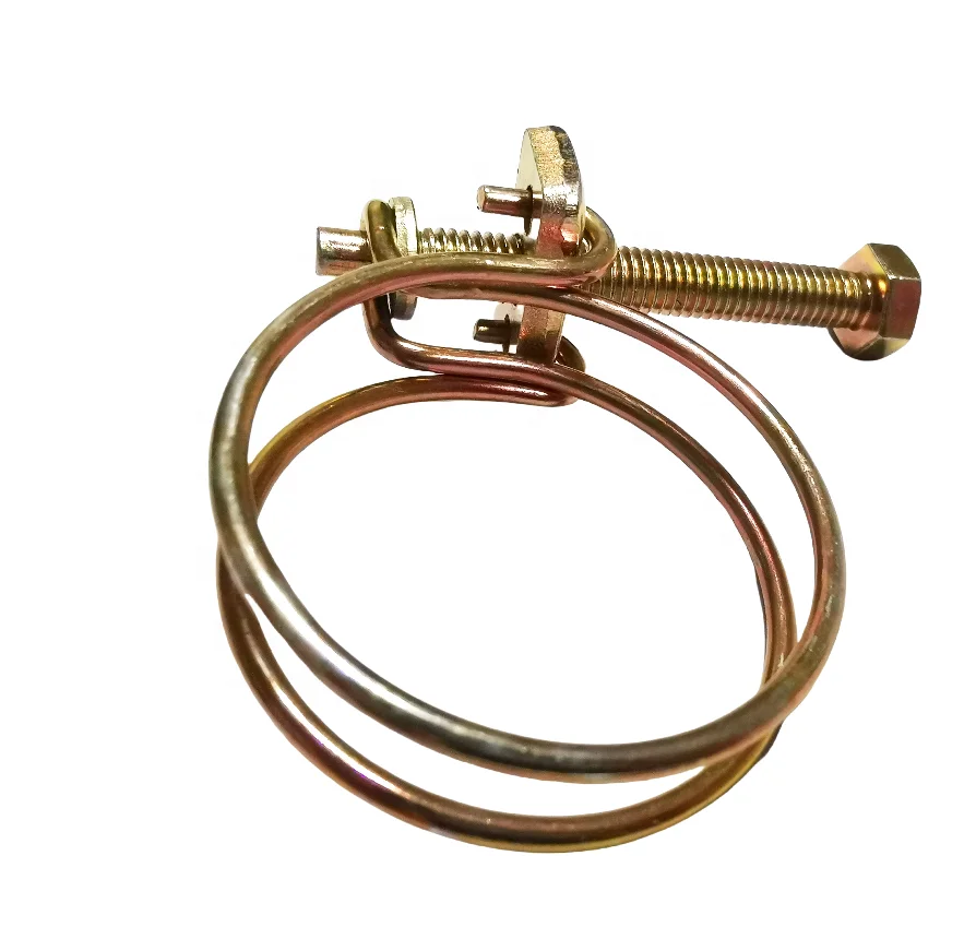 in Stock W1 Adjustable Strong Wire Clamp Clips Flexible Steel Ring Clips Double Wire Hose Clamps for Pipe Clamping