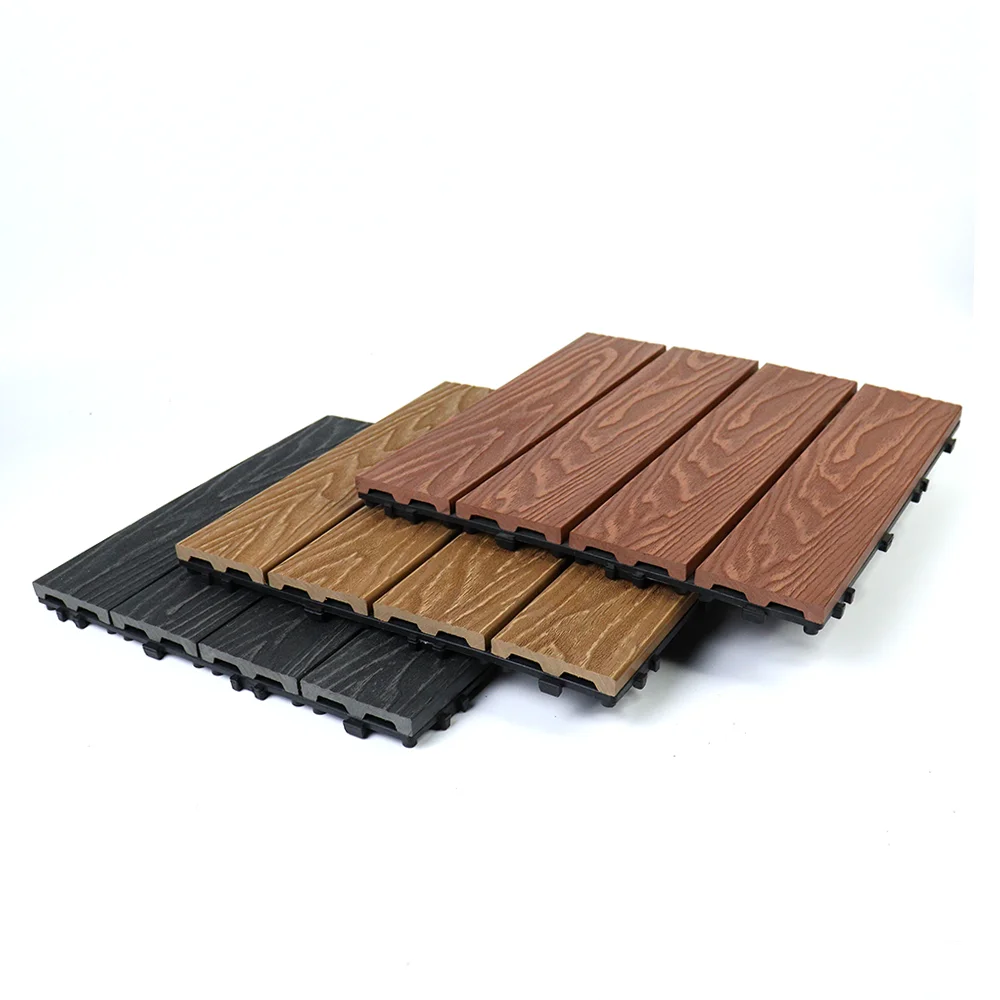 Hot selling popular wood plastic composite deep embossed durable hollow boards low maintenance deck tile