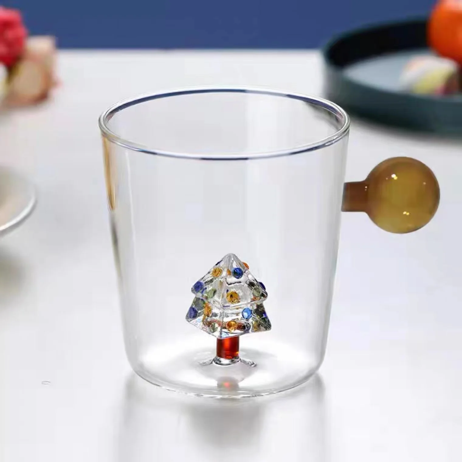 2022 New Arrive 3D Flamingo White Bear Deer Duck Animal Figure Inside Glass Cup Mug With Ball Handle