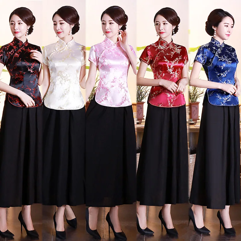Повседневная женская блузка большого размера Женская короткая юбка Cheongsam