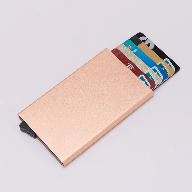 Custom Logo Popup Metal RFID Blocking  RFID Credit Debit Card Holder Wallet ,Minimalist Slim Business credit Card machine holder