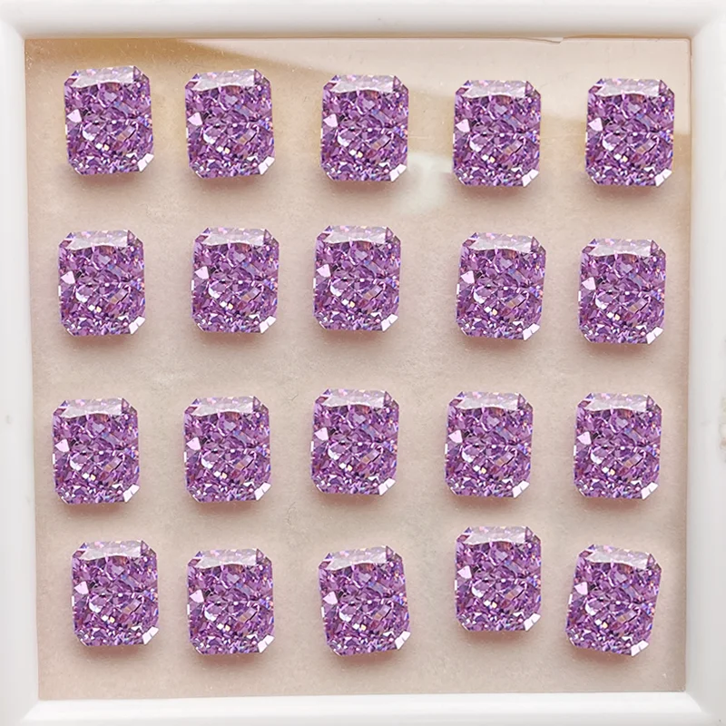 Crushed Ice Cut Cubic Zirconia Loose Octagon Square Cut CZ Beautiful Fancy Color High Carbon Diamond