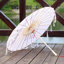 Wholesale Chinese Traditional Romantic Oil Paper Umbrella With Tassels Cherry Blossom Parasols