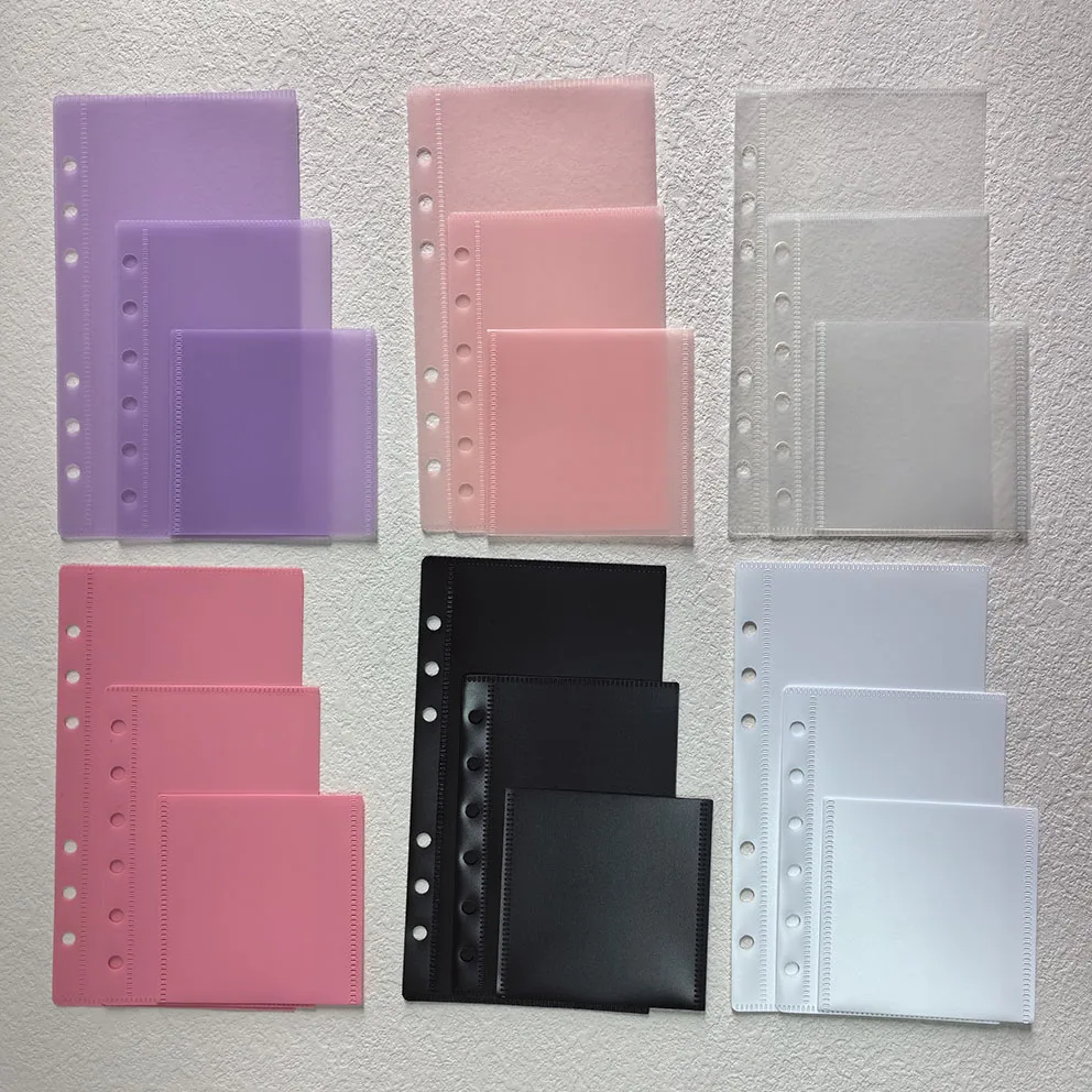 New Arrival Factory Multicolor Durable Waterproof  Portable PP A6 A7 A9 Cash Wallet Planner Envelope Ring Holder