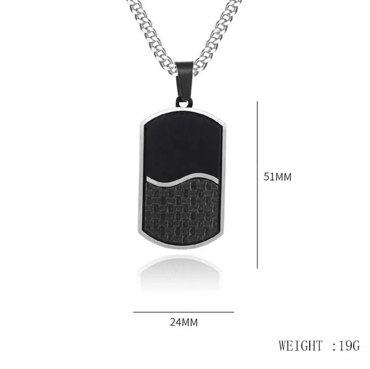 Custom Wholesale New Arrival Men Stainless Steel Italian Design Jewelry Creative Leather Enamel Tag Pendant Necklace