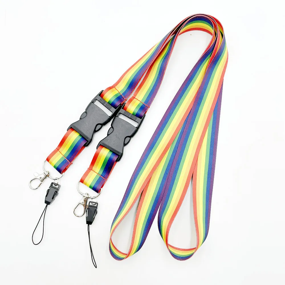 
High quality double lobster claw Lanyard Custom Keychain Lanyard With Logo Rainbow Lanyard 