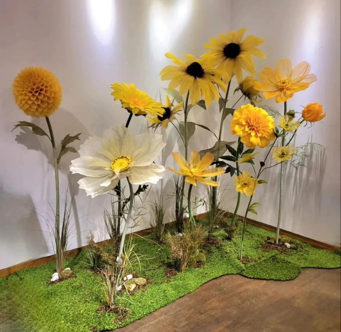 Autumn color series giant daisy sunflower dahlia chrysanthemum ball artificial flowers for party wedding event backdrop decor