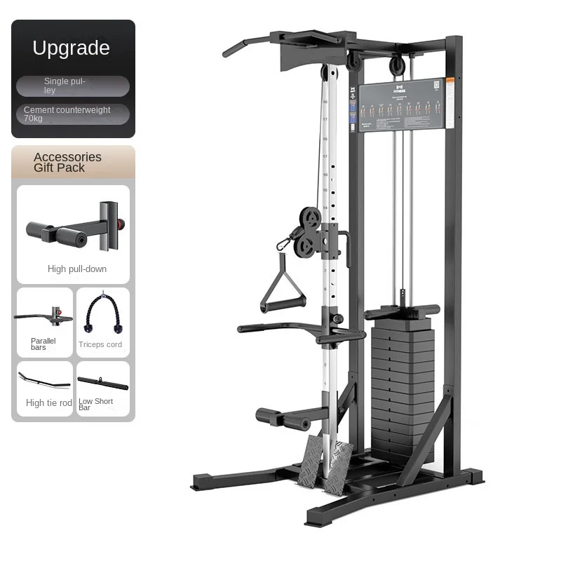 Commercial LAT Pull Down Machine - Multi-Function Single Station Gym Rack with High-Low Pulley, Rowing, and Chest Fly