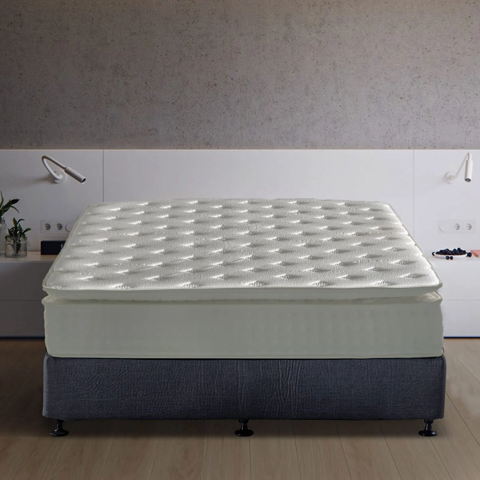 wholesale king size fashion style OEM jacquard fabric double side pillow top pocket spring mattresses memory foam