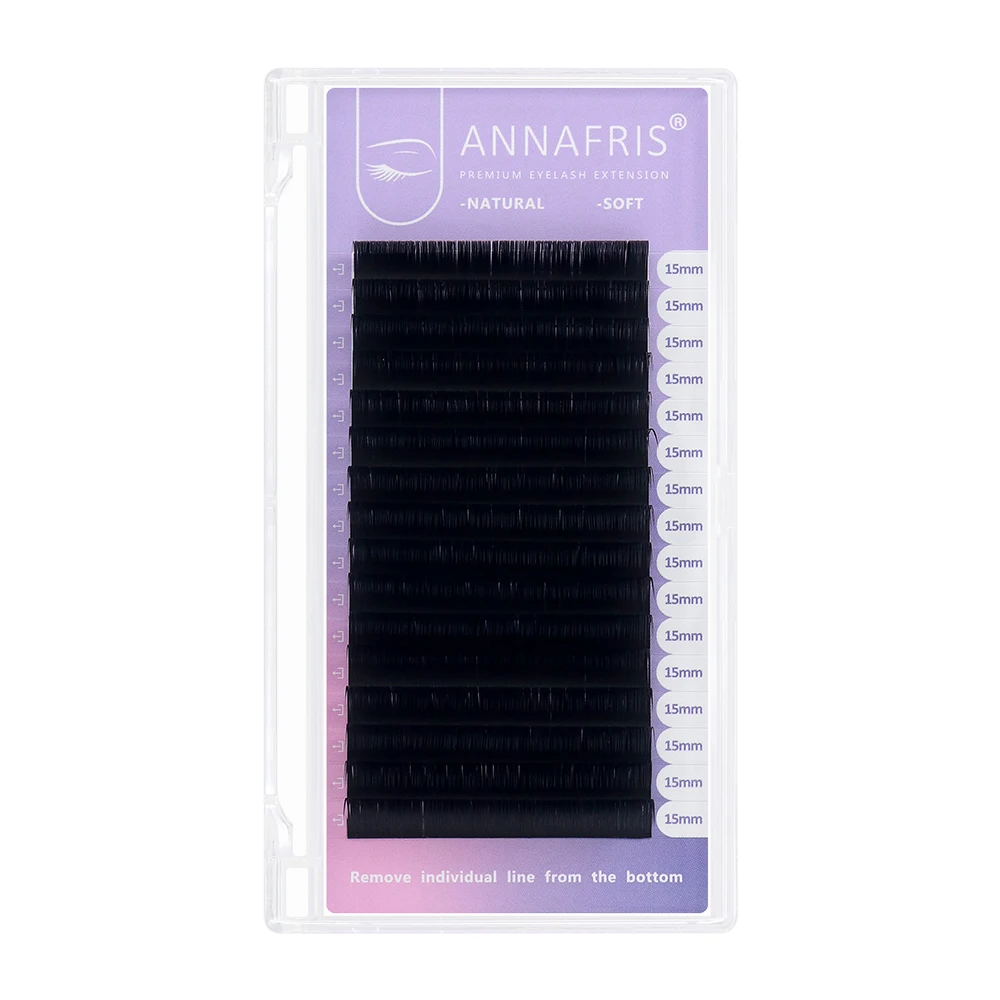 ANNAFRIS Wholesale Manufacture Factory Supplies high quality 0.05 0.07 C D curl thick silk Individual Eyelash Extension