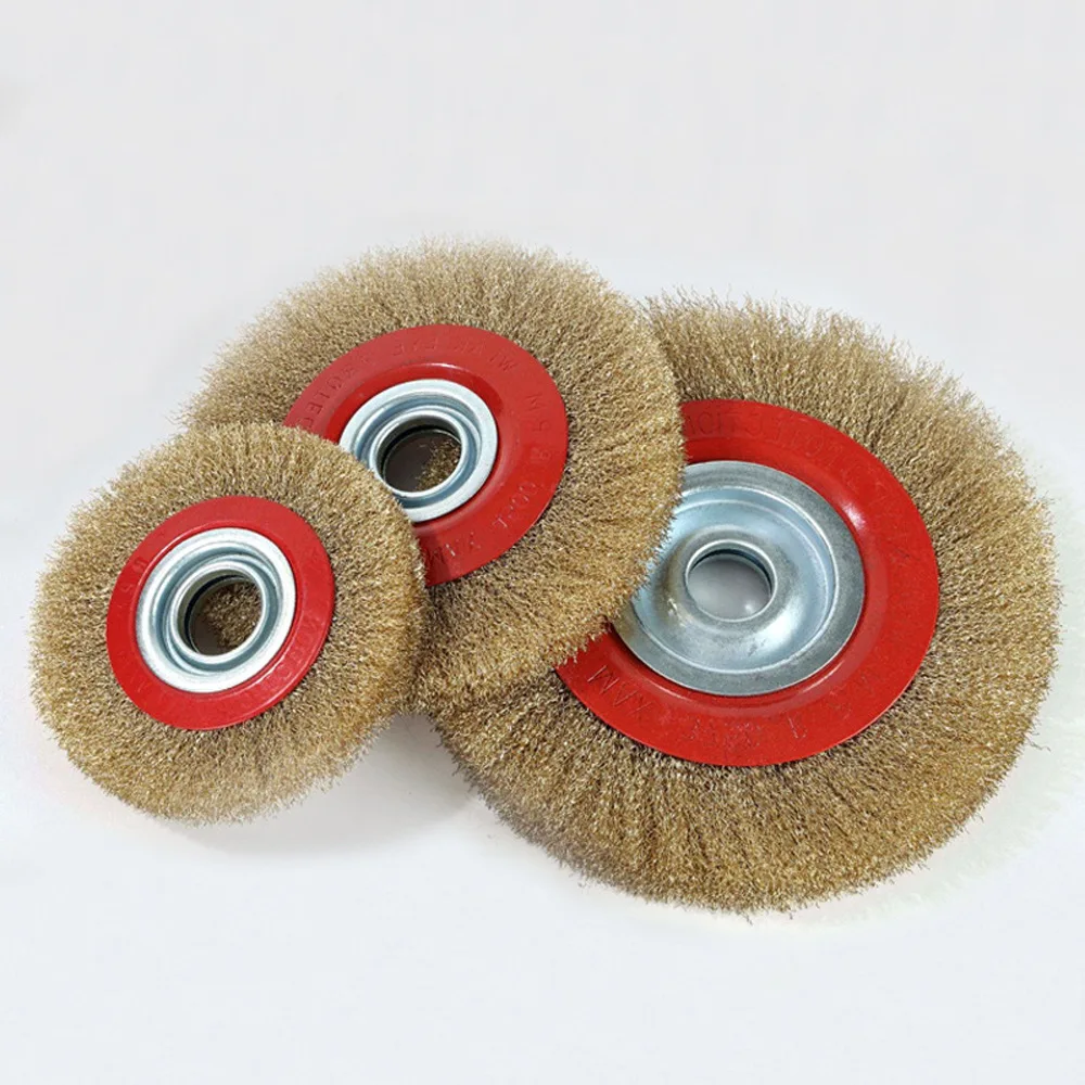 ZXD Copper Plated Yellow Wire Flat Brush Curve Wire Outer Diameter 100mm Inner Hole 20mm Thickness 15mm Grinding Head