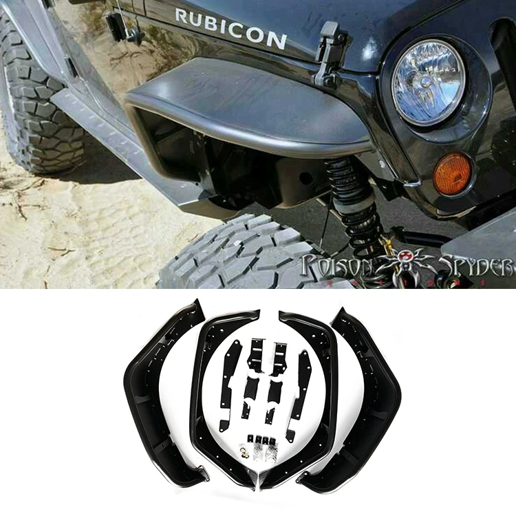 Car Upgrade Textured Steel Auto Parts Flat Fender Flares Fit Car Wheel Eyebrow For Jeep Wrangler Jk 2007-2018
