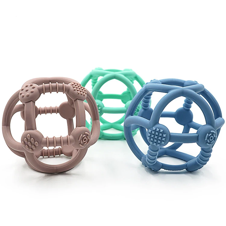 2021 Newest Children Silicone Non-Toxic New Arrival Wholesale Kids 100% Food Grade BPA Free Silicone Baby Teether Chewing Ball