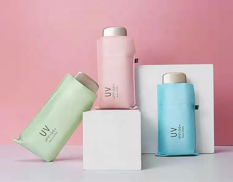 Portable Folded Ultralight 5 Folding Umbrella Sunblock UV Mini Pocket Umbrella