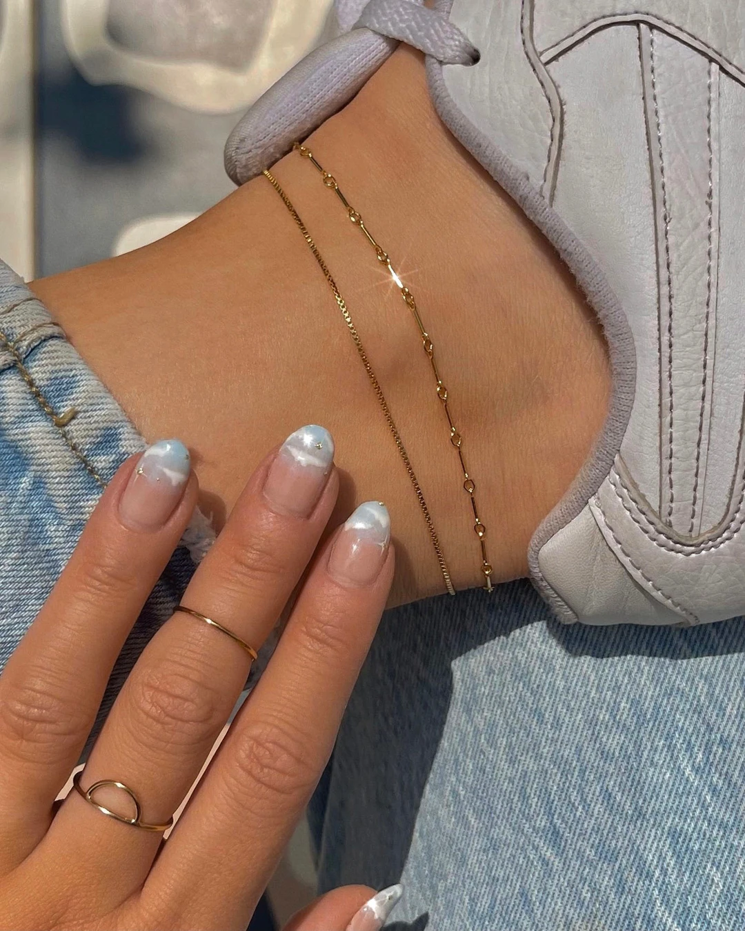 Dylam Accessories Bracelet Bangle 18K Gold Plated Anklets Set Initial Alphabet Letter A-Z Charms Pendant Cuban Link For Women