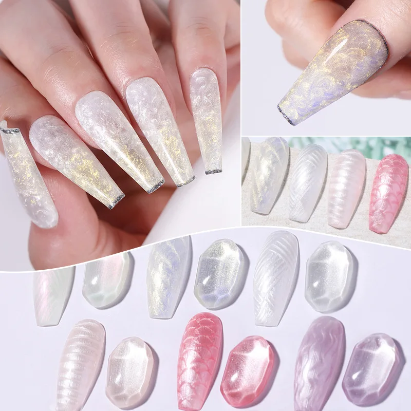 Thread Glue Nail Art Painting Gel Opal Semi-permanent UV Gel Varnish with Screw Shell Pearl 6 Colors 7ml Nail Accessories 8.2cm
