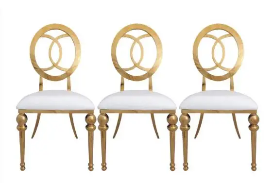 Luxury rose golden color wedding chair wedding golden stainless steel chair with back pattern