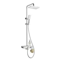 2021 Unique Brass hot and cold Rain Shower Set Polished Chrome With White rock plate Bathroom Shower Mixer set