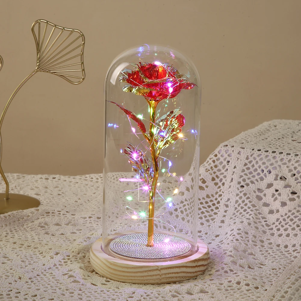 Wholesale  glass dome for roses with led light decoration for wedding event