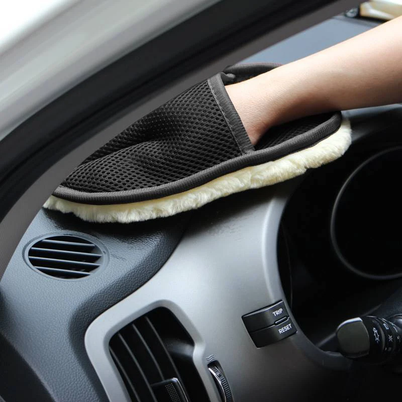 Soft  Polishing car Mitt Accessories Microfiber Fleece  Mitt Car Wash Clean Detail Dust Removal Mitt automotive wax applicator