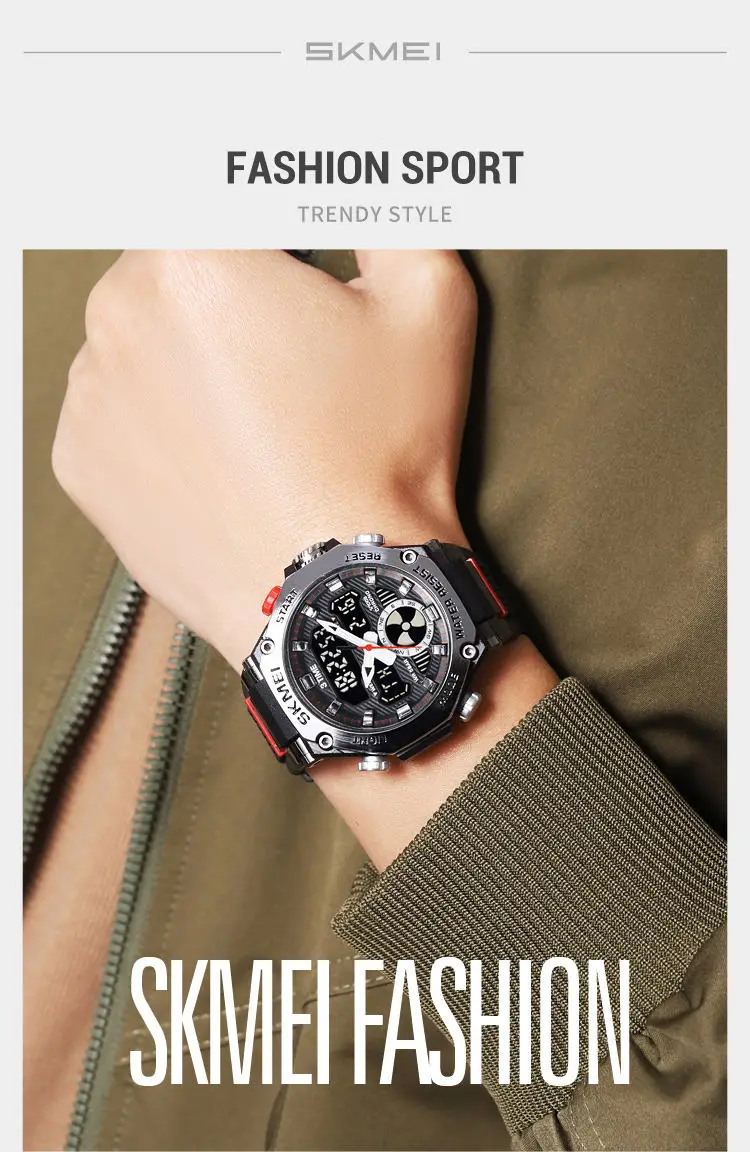Skmei 2223 custom face  gents quartz watch stylish Silicone band double display Chronograph character business wrist watch