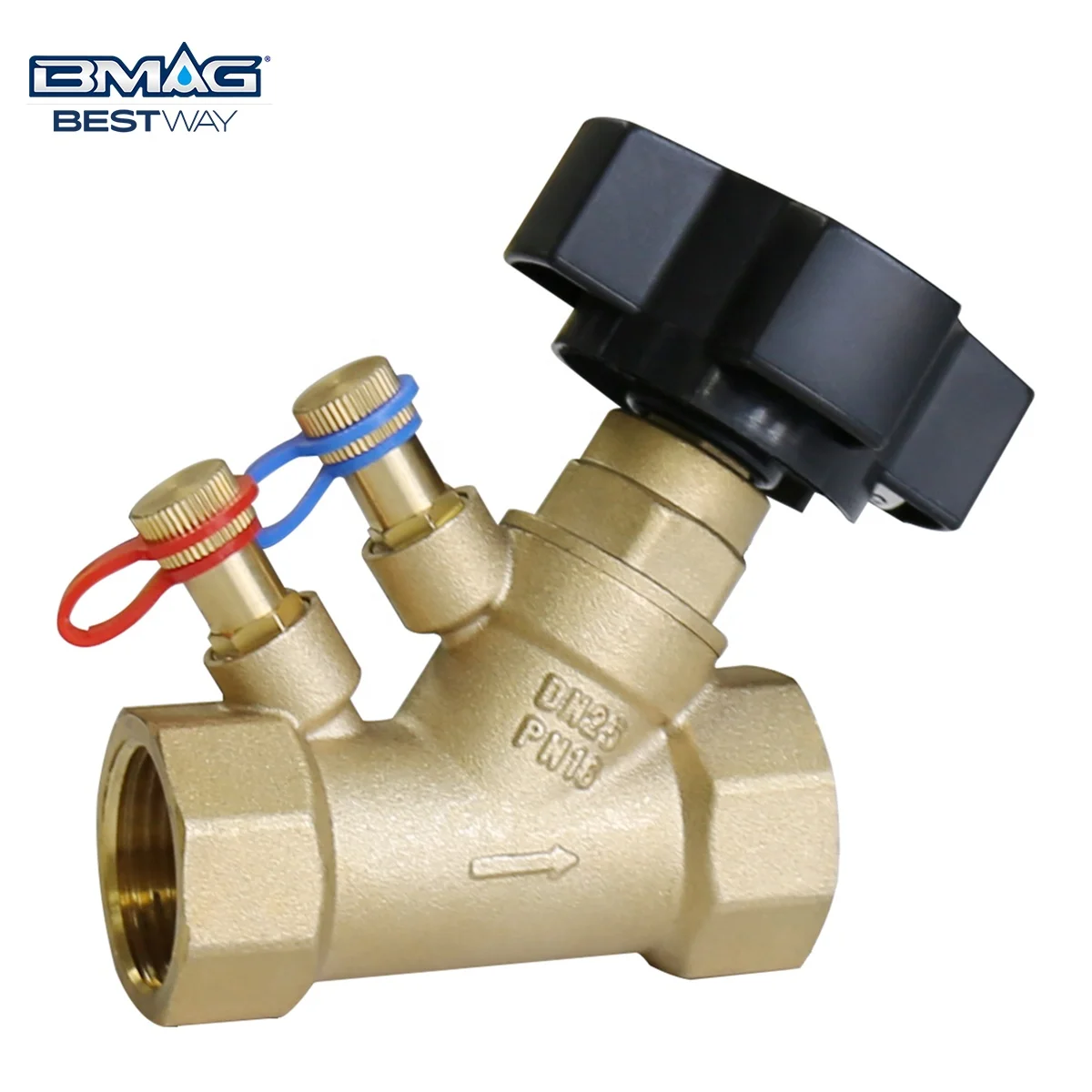 BMAG 1/2in 3/4IN 1in 2in 15-50MM Brass Balance Valve Static Digital Lock Balance Valve Hydraulic Balance Valve With Test Point