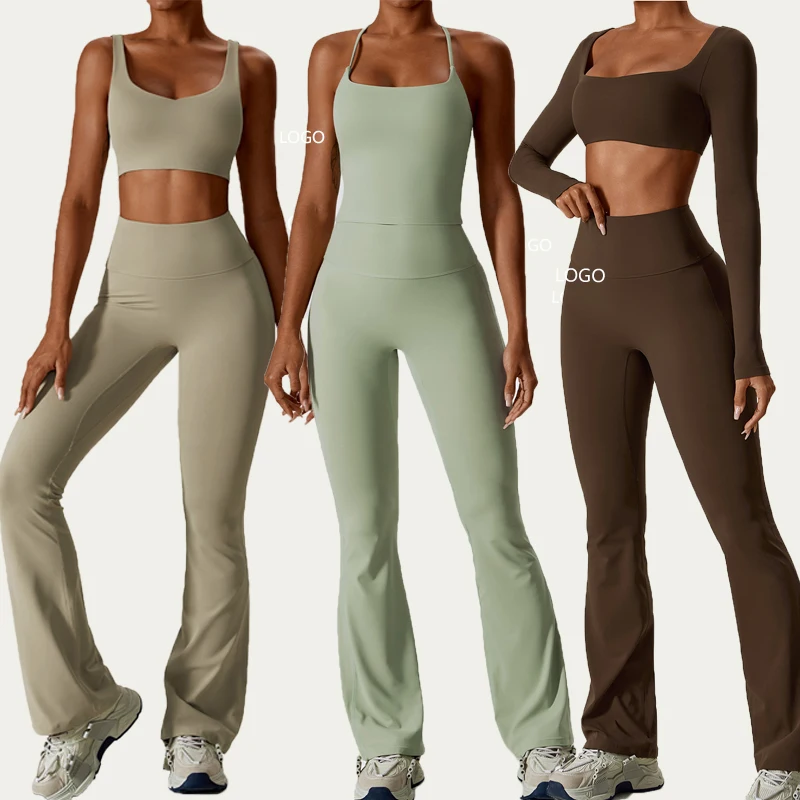 Yoga Set Custom Gym Wear Scrunch  Legging Wholesale Clothing Women Workout Fitness Sportswear Bra Women Clothes High Waist Pant