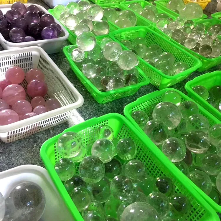 Polished Healing Genuine Mix Prism 20Mm Glass Whole Sale Apatite Clear Quartz 35Mm Stand Mini Big Sphere Crystal