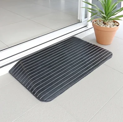 1.5' Solid Rubber Wheelchair Threshold Ramp For Doorway