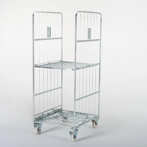 Factory Price Wholesale Powder Coated Heavy Duty Wire Steel Roll Container Storage Cage Trolley Roll Container Trolley