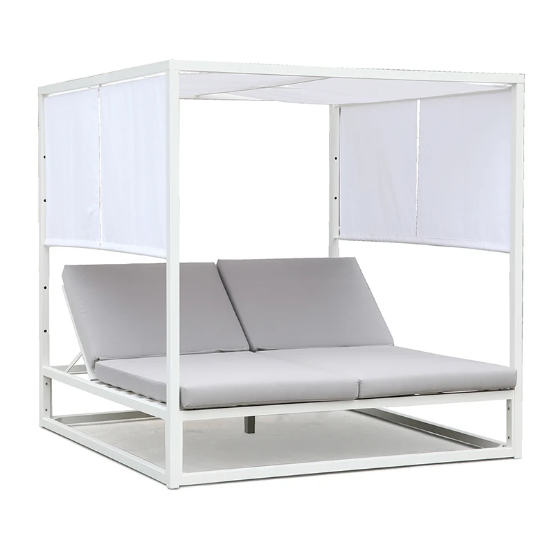 Outdoor Furniture K/D Alum Color Customized Daybed Sun Lounge Bed with Cushion
