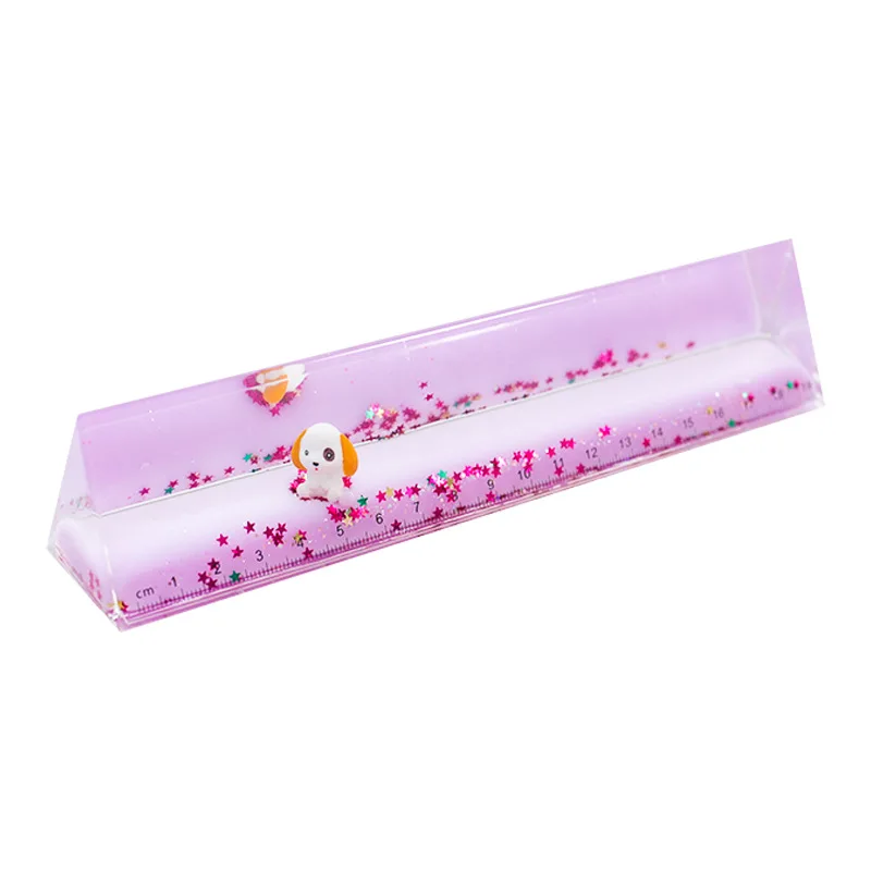 Желейный сушеный цветок, масляная кукла, треугольная линейка 19 см, милая линейка с зыбучим песком, подарок на день рождения, украшение на заказ