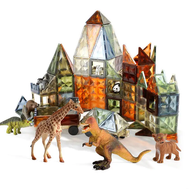 New style Nature color magnetic building blocks toys 4D color window animal magnetic tiles Factory Accept OEM